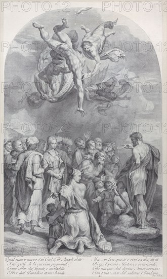 Plate 41: Saint John the Baptist preaching to a large crowd and baptizing children