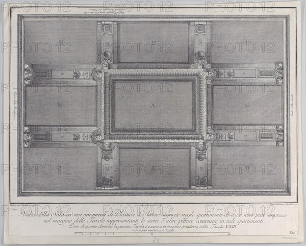 Plate 5: view of the ceiling with its ornaments and frescoed paintings