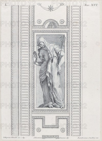Plate 16: mythological figure holding a mirror