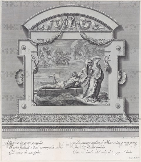 Plate 26: Ulysses escaping on a raft with the aid of the sea deity Leucothea