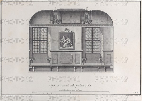 Plate 2: cross-section of the Hall of the Institute of Bologna