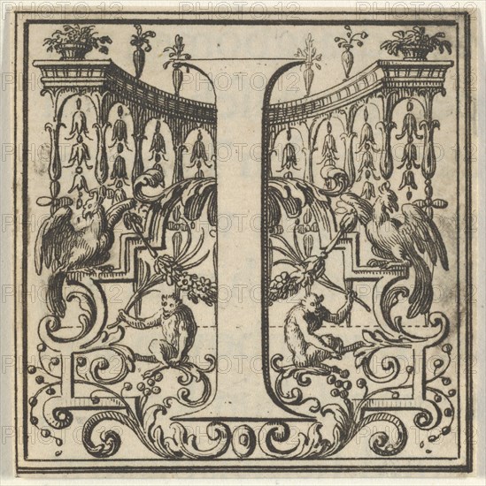 Roman Alphabet letter I with Louis XIV decoration