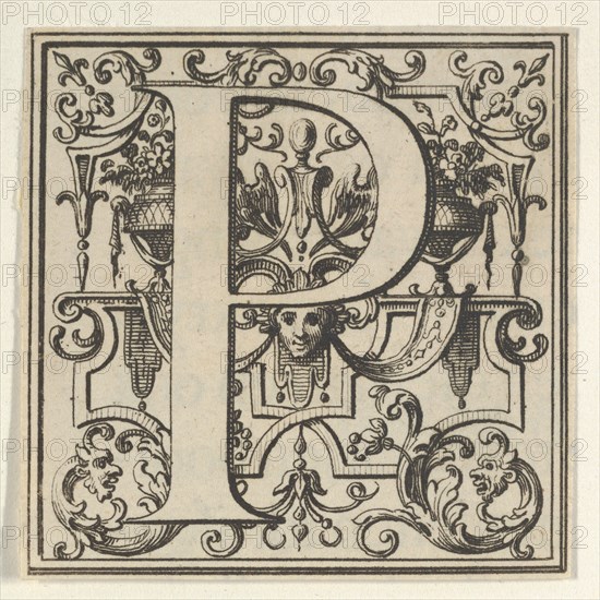 Roman Alphabet letter P with Louis XIV decoration
