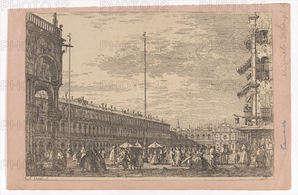 Piazza San Marco with the Procuratie Nuove on the left and the church of San Geminiano ...