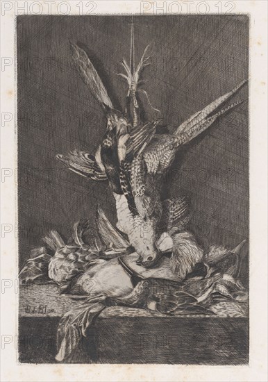 Hunting trophy with game birds and artichoke