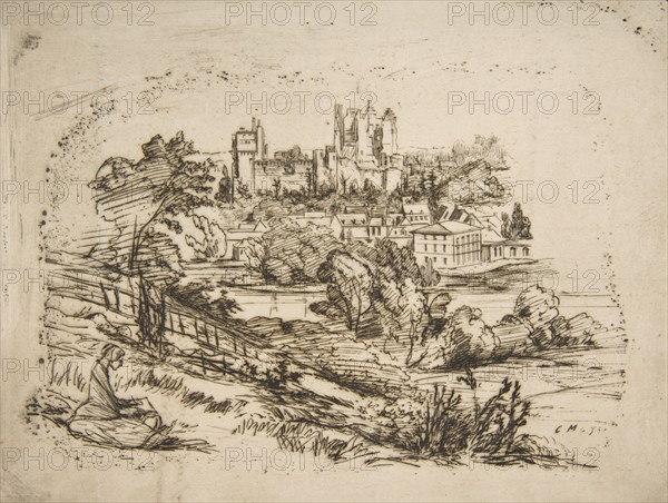 Ruines du Château de Pierrefonds (Ruins of the Château de Pierrefonds, after Viollet-le-Du..., 1858. Creator: Charles Meryon.