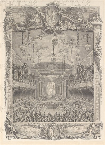 Decoration de la salle de spectacle construite a Versailles pour la representation de ...