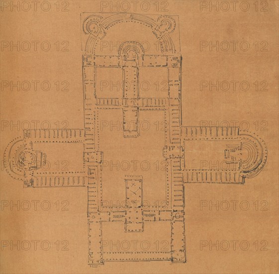 Page from a Scrapbook containing Drawings and Several Prints of Architecture