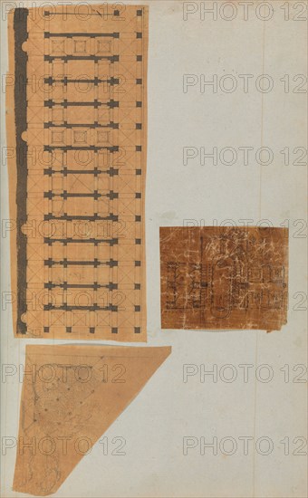 Page from a Scrapbook containing Drawings and Several Prints of Architecture