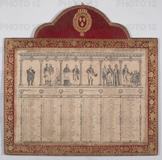 French Calendar for the Year 1816 (Galerie Generale des Souverains des Etats Européens)