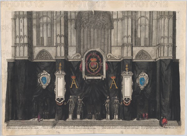 Plate 1: Figures gathered before a curtained wall