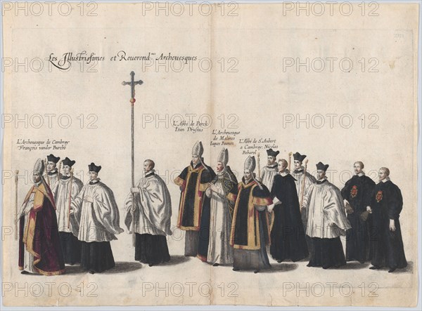 Plate 13: Members of the clergy marching in the funeral procession of Archduke Albert of A...