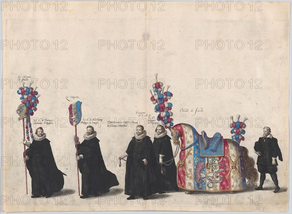 Plate 51: Courtiers with jousting equipment marching in the funeral procession of Archduke...