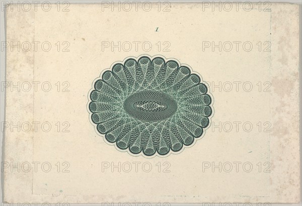 Banknote motif: oval lathe work ornament resembling a lace ruff