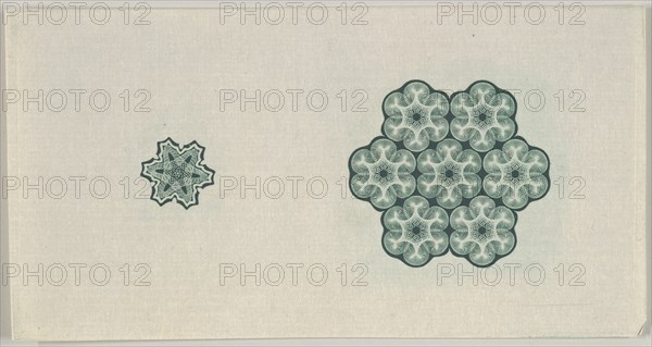 Banknote motif: two six-lobed lathe work ornaments