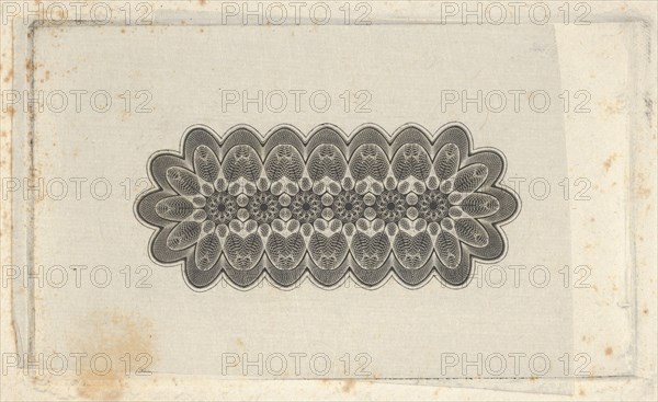 Banknote motifs: panel of lathe work ornament with rounded ends