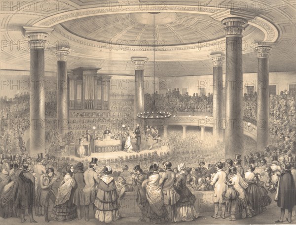 Distribution of the American Art Union Prizes, at the Tabernacle, Broadway, December 24, 1..., 1847. Creators: Francis D'Avignon, Sarony & Co.