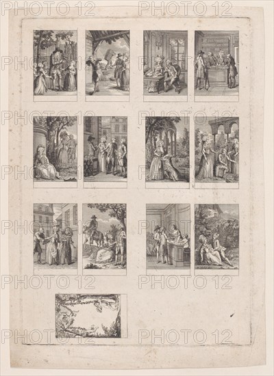 Sheet of 13 subjects for an Almanac