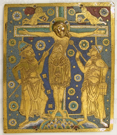 Plaque with the Crucifixion between Longinus and Stephaton and Personifications...