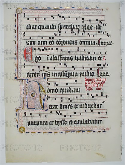 Manuscript Leaf with Initial H