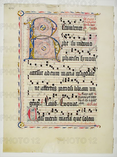 Manuscript Leaf with Initial R