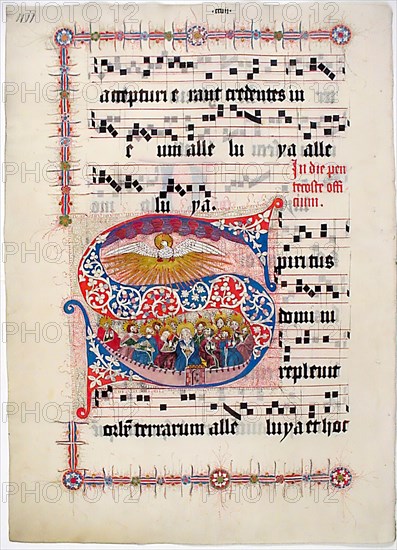 Manuscript Leaf with Initial S