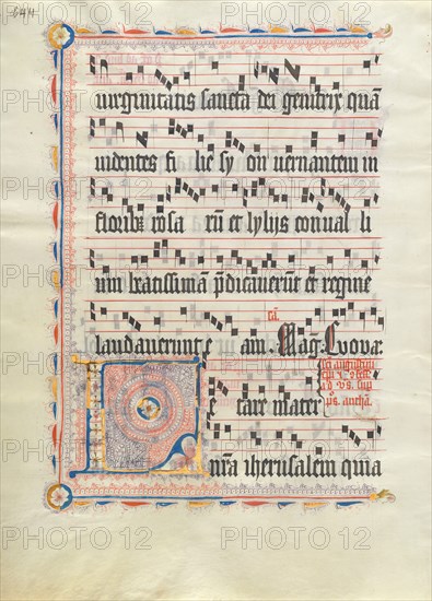 Manuscript Leaf with Initial L