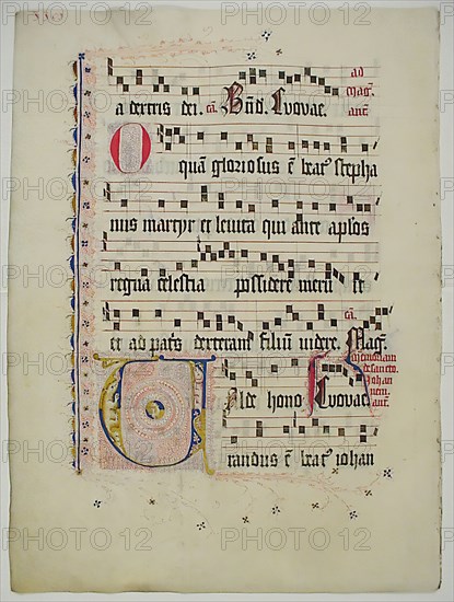 Manuscript Leaf with Initial V