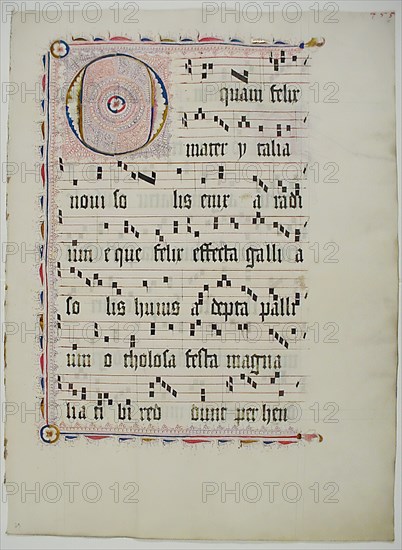 Manuscript Leaf with Initial O