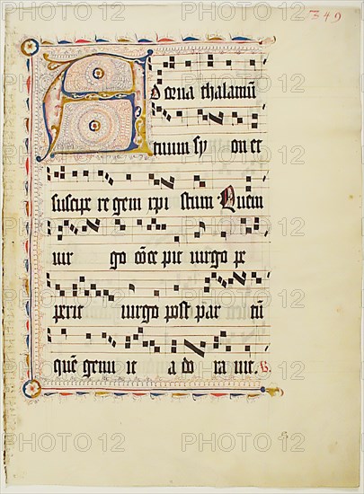 Manuscript Leaf with Initial A