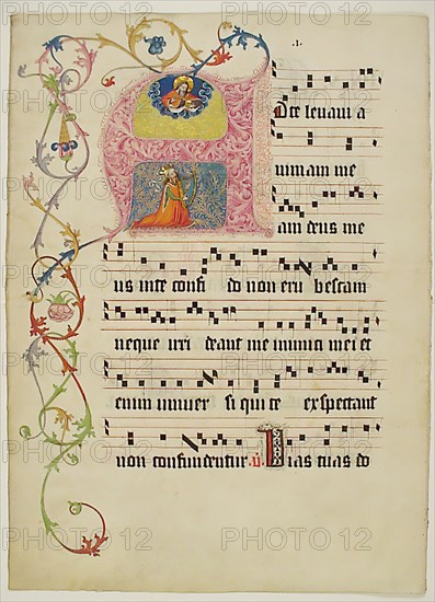 Manuscript Leaf with Initial A