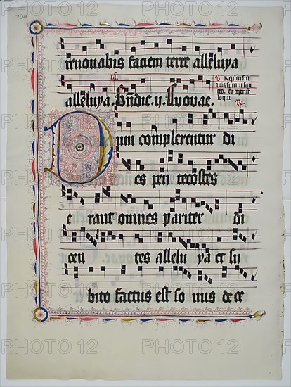 Manuscript Leaf with Initial D