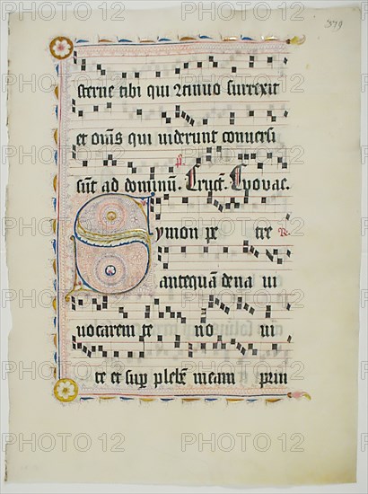 Manuscript Leaf with Initial S