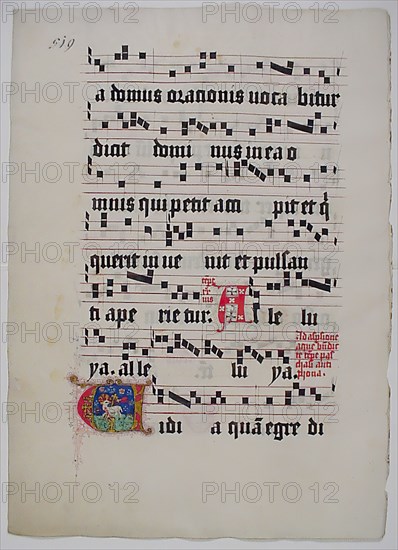 Manuscript Leaf with Initial V