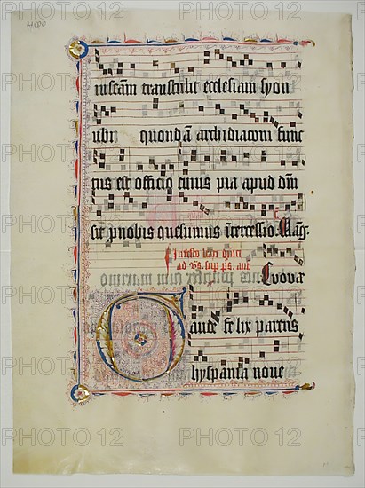Manuscript Leaf with Initial G
