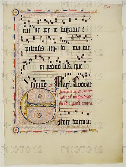 Manuscript Leaf with Initial E