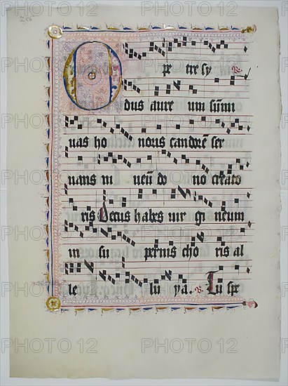 Manuscript Leaf with Initial O