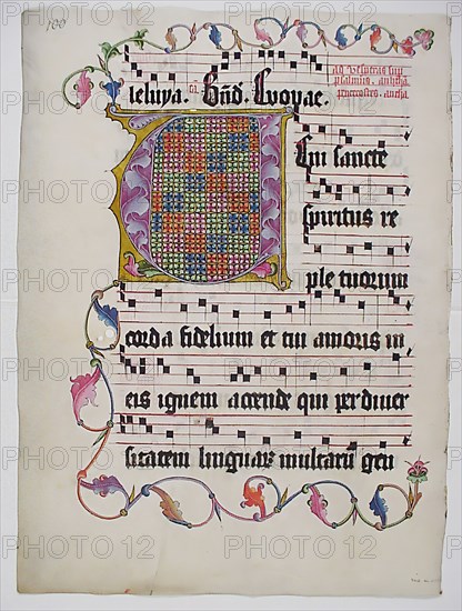 Manuscript Leaf with Initial V