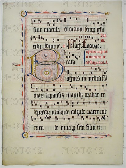 Manuscript Leaf with Initial B