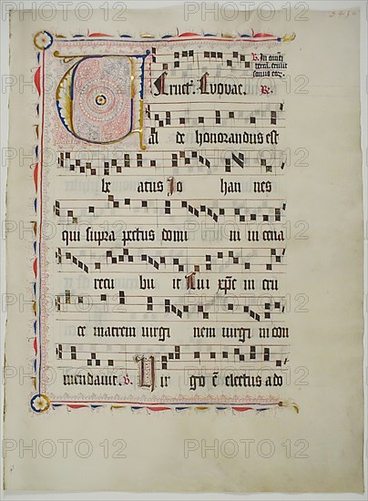 Manuscript Leaf with Initial V