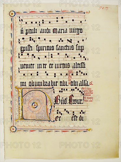 Manuscript Leaf with Initial H