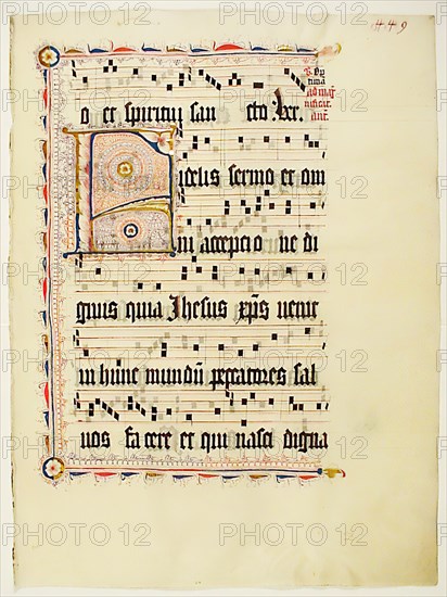 Manuscript Leaf with Initial F