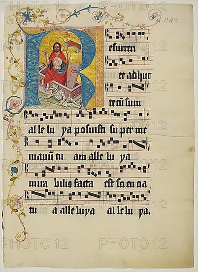 Manuscript Leaf with Initial R