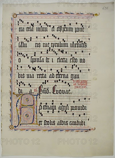 Manuscript Leaf with Initial A