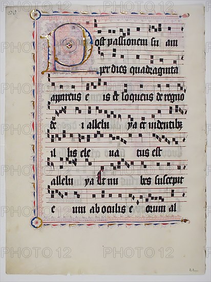 Manuscript Leaf with Initial P