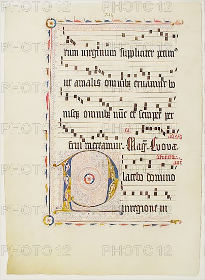 Manuscript Leaf with Initial P