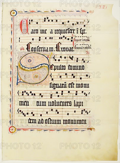 Manuscript Leaf with Initial S