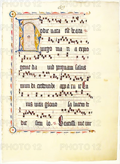 Manuscript Leaf with Initial H