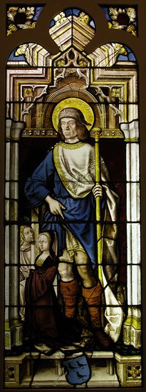 Stained Glass Panel with Saint Roch