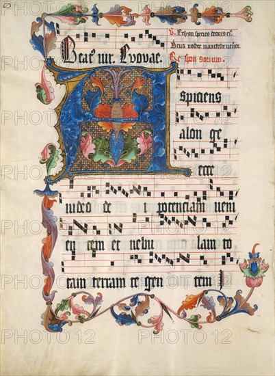 Manuscript Leaf with Initial A